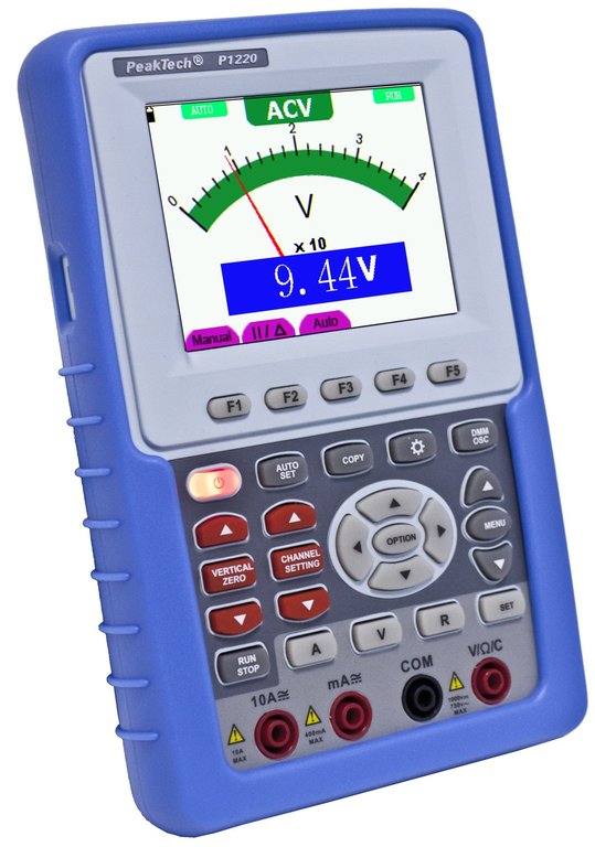 20 MHz / 1 CH ~ 100 MS/s ~ Hand-Oszilloskop mit Digitalmultimeter    PeakTech® 1220