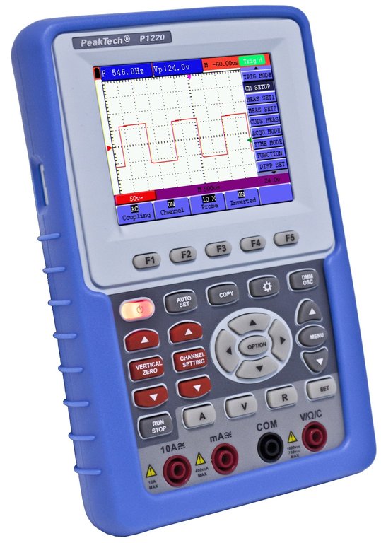 20 MHz / 1 CH ~ 100 MS/s ~ Hand-Oszilloskop mit Digitalmultimeter    PeakTech® 1220