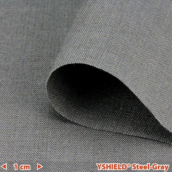YSHIELD® Abschirmstoff STEEL-GRAY | TÜV-SÜD qualitätsgeprüft | HF+NF | Breite 150 cm | 1 Laufmeter